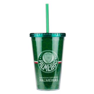 Copo Plástico Canudo 450ml - Palmeiras