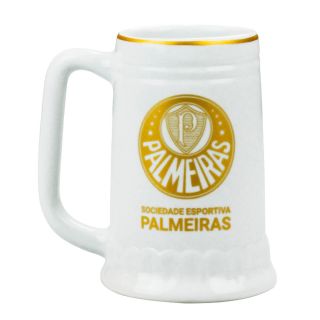 Caneca Branca Porcelana 500ml - Palmeiras