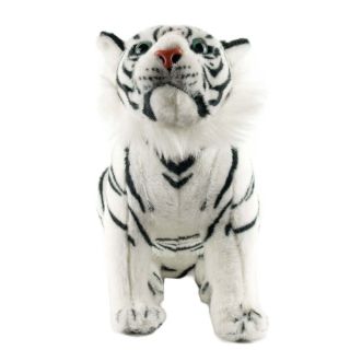 HD50WH-F | Tigre Branco Sentado Realista 39cm - Pelúcia