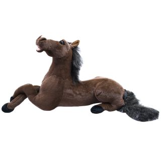 MAW60CT-F | Cavalo Realista Marrom Escuro Deitado 54cm - Pelúcia