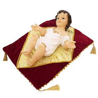 ALJ21C53R2-17-E | Menino Jesus Roupa Branca Na Almofada 43cm - Enfeite Resina