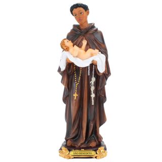 ALJB1347-12-M | São Benedito 32cm - Enfeite Resina