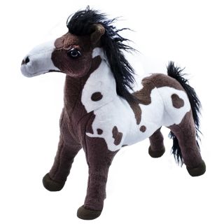 BH-1MA45BR-F | Cavalo Realista Marrom Branco Em Pé 48cm - Pelúcia