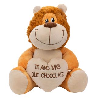 DD-GD0779-13-F | Leão Sentado Te Amo Mais Que Chocolate 36cm - Pelúcia