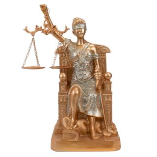 QMH219548-25-M | Dama Da Justiça Rosê Sentada 29cm - Enfeite Resina