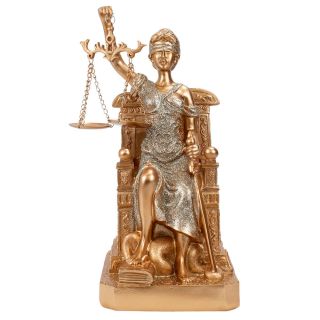 QMH219058-25-M | Dama Da Justiça Rosê Sentada 25.5cm - Enfeite Resina