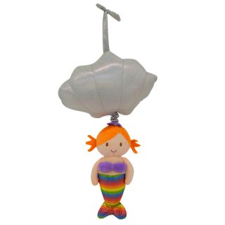 Boneca Sereia Cauda Arco-Íris Concha Toca Música 38cm