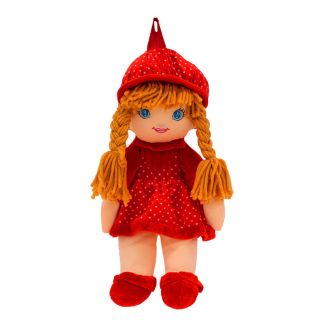 Mochila Boneca Saia Chapéu Vermelho Pintas Brancas 50X34cm