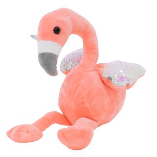 XT9169-20-F | Flamingo Rosa Asas Lantejoulas 18cm - Pelúcia