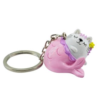 Chaveiro Gato Sereia Rosa 3cm