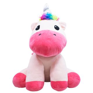 XT8869B-50-F | Unicórnio Rosa Sentado 52cm - Pelúcia