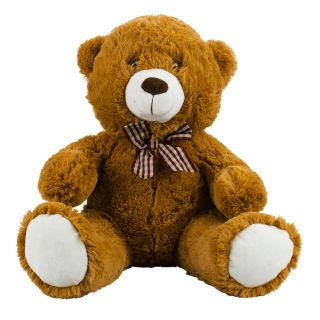 JS-FM4758A-M-F | Urso Marrom Sentado Laço 24cm - Pelúcia
