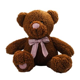 Urso Marrom Encaracolado Com Laço 45cm - Pelúcia