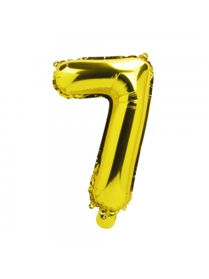 Balão Metalizado Número Sete Dourado 33x8x21cm Pequeno