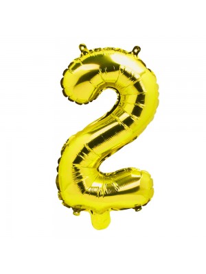 Balão Metalizado Número Dois Dourado 60x15x42cm Grande