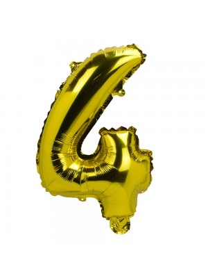 Balão Metalizado Número Quatro Dourado 67x17x43cm Grande