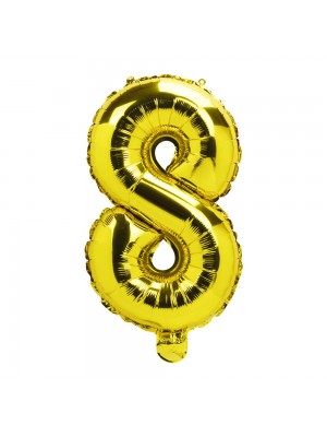 Balão Metalizado Número Oito Dourado 62x12x36cm Grande