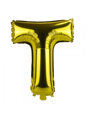 Balão Metalizado Letra T Dourado 34x11x29cm