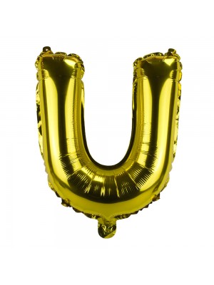 Balão Metalizado Letra U Dourado 34x8x30cm