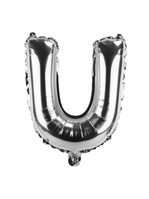 Balão Metalizado Letra U Prateado 34x8x30cm