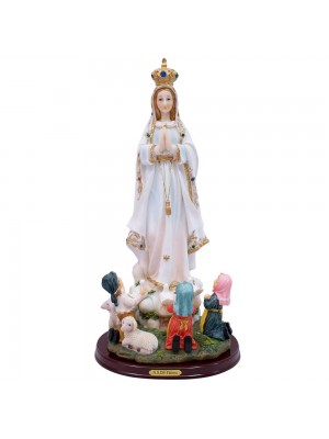 Nossa Senhora de Fátima com 3 Pastores 40cm - Enfeite resina