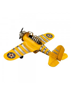 Avião Amarelo De Hélice 14x28x35cm Estilo Retrô - Vintage