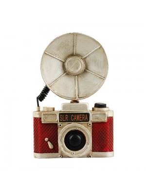 Câmera Fotográfica Vermelha 23x4x15cm Estilo Retrô Vintage