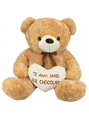 Urso Sentado Te Amo Mais Que Chocolate 72cm - Pelúcia
