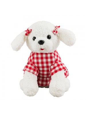 Cachorro Poodle Sentado Vestido Vermelho 31cm - Pelúcia
