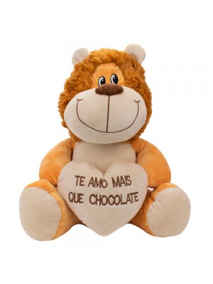Leão Sentado Te Amo Mais Que Chocolate 27cm - Pelúcia