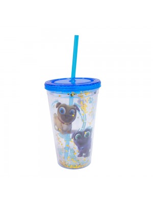 Copo Canudo Azul Puppy Dog Pals 450ml - Disney