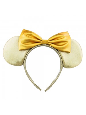 Tiara Dourada Orelhas Laço Minnie 20x25cm - Disney