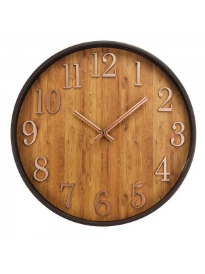 Relógio Parede Redondo Fundo Madeira Modelo B 29.5x4.5x29.5cm