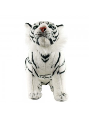 Tigre Branco Sentado Realista 31cm - Pelúcia