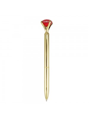 Caneta Roller Pen Dourado Diamante Vermelho 1mm