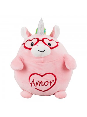 Unicórnio Rosa Óculos Amor 21cm - Pelúcia