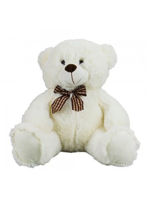 Urso Branco Sentado Laço 24cm - Pelúcia