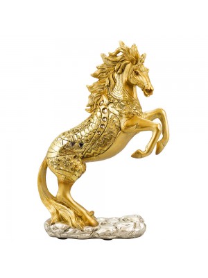 Cavalo Dourado Empinando 28cm - Resina Animais