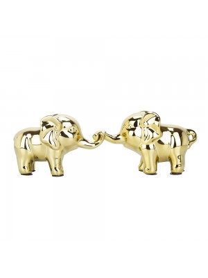 Enfeite Cerâmica Elefantes Dourados 13.5cm