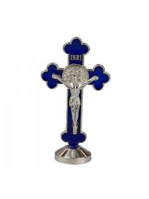 Crucifixo Metal Azul Uso Carro 8cm