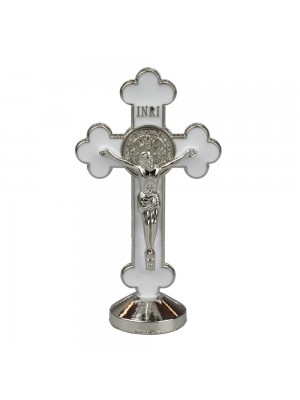Crucifixo Metal Branco Uso Carro 8cm