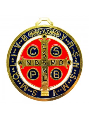Medalhão São Bento Dourado 12.5cm - Enfeite Metal