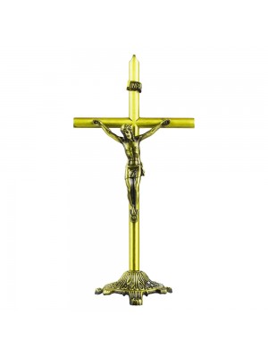 Crucifixo De Mesa Dourado 22cm - Enfeite Metal