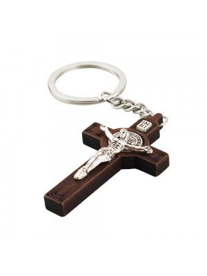 Chaveiro Marrom Escuro Crucifixo 6cm