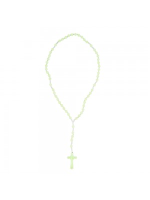 Terço Plástico Contas 1cm Crucifixo Verde Fluorescente 46cm