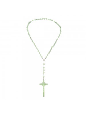 Terço Plástico Contas 1.5cm Crucifixo Verde Fluorescente 103cm