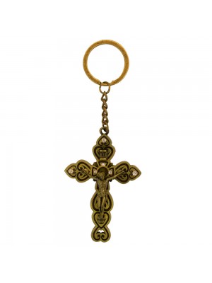 Chaveiro Crucifixo Dourado 13cm