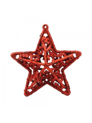 Jg Quatro Estrelas Vermelhas Natalinas 9x8cm - Enfeite Natalino