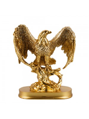 Águia Asas Dobradas Dourada 17cm - Resina Animais