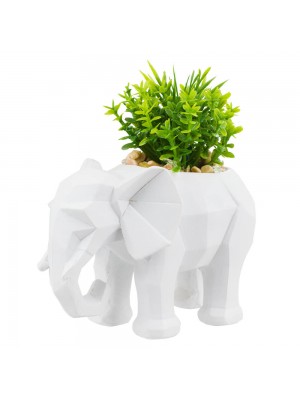 Vaso Elefante Branco Planta Artificial 10cm
